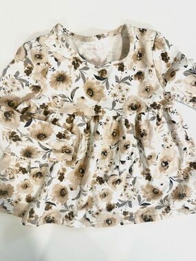 Shabby Chic Beige Floral Long Sleeve Top